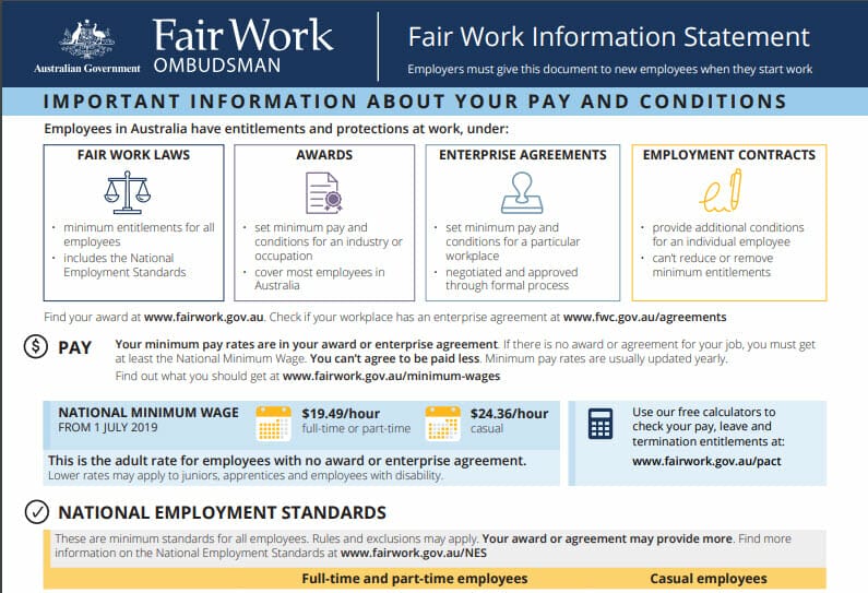 New Fair Work Information Statement Evolution Cloud Accounting